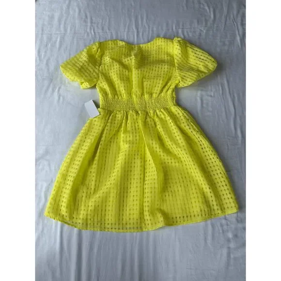 Junior Girl's Bright Yellow Summer Dress, Balloon Sleeves, Mini Dress, XS, NWT - Picture 3 of 8